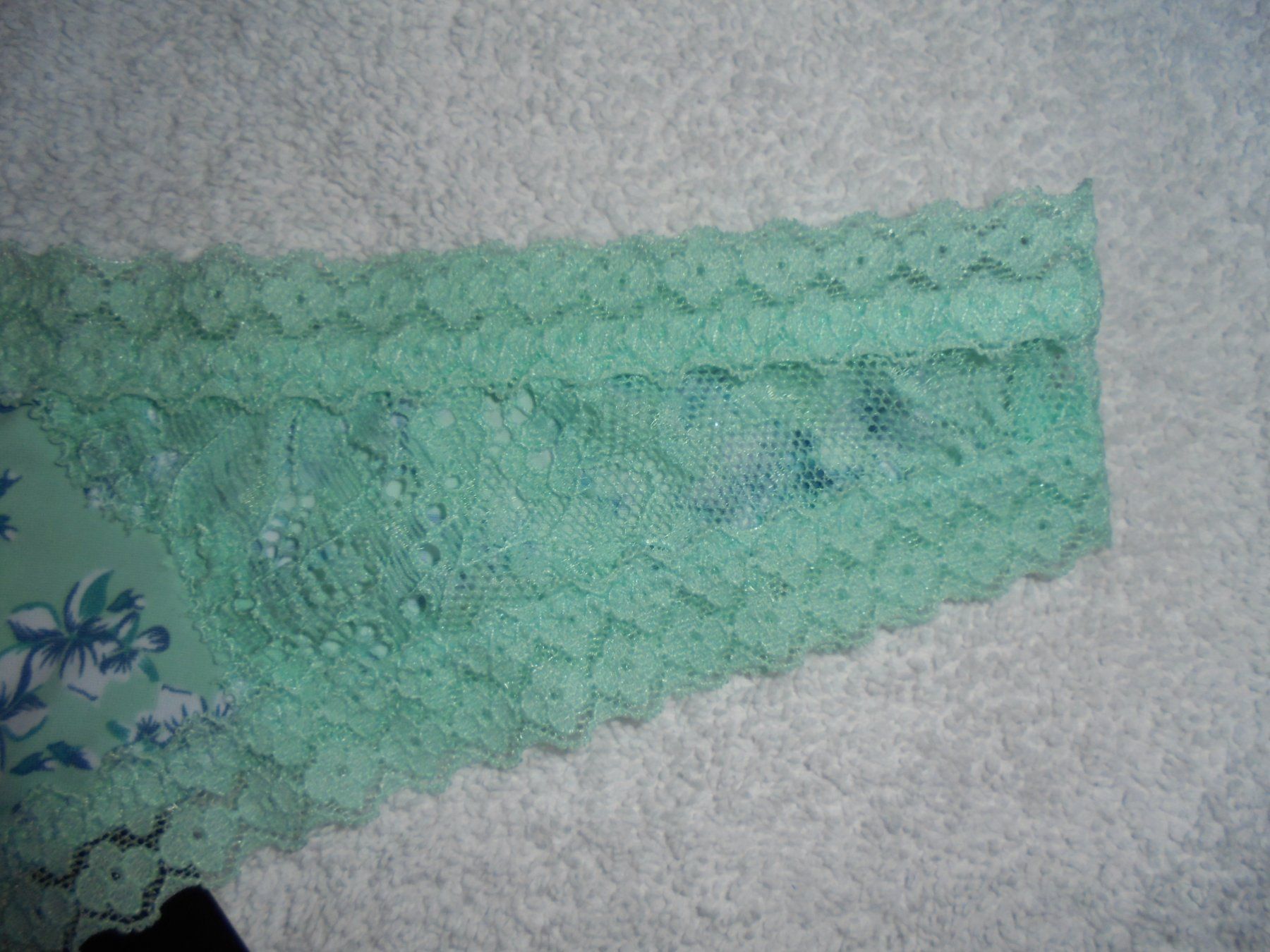 Altra biancheria intima: Mintfarbener String Tanga mit Blumenmuster, Neu, Gr. S – Nuovo (secondo la descrizione) da Aarau Rohr venduto da PinkSchwein 1