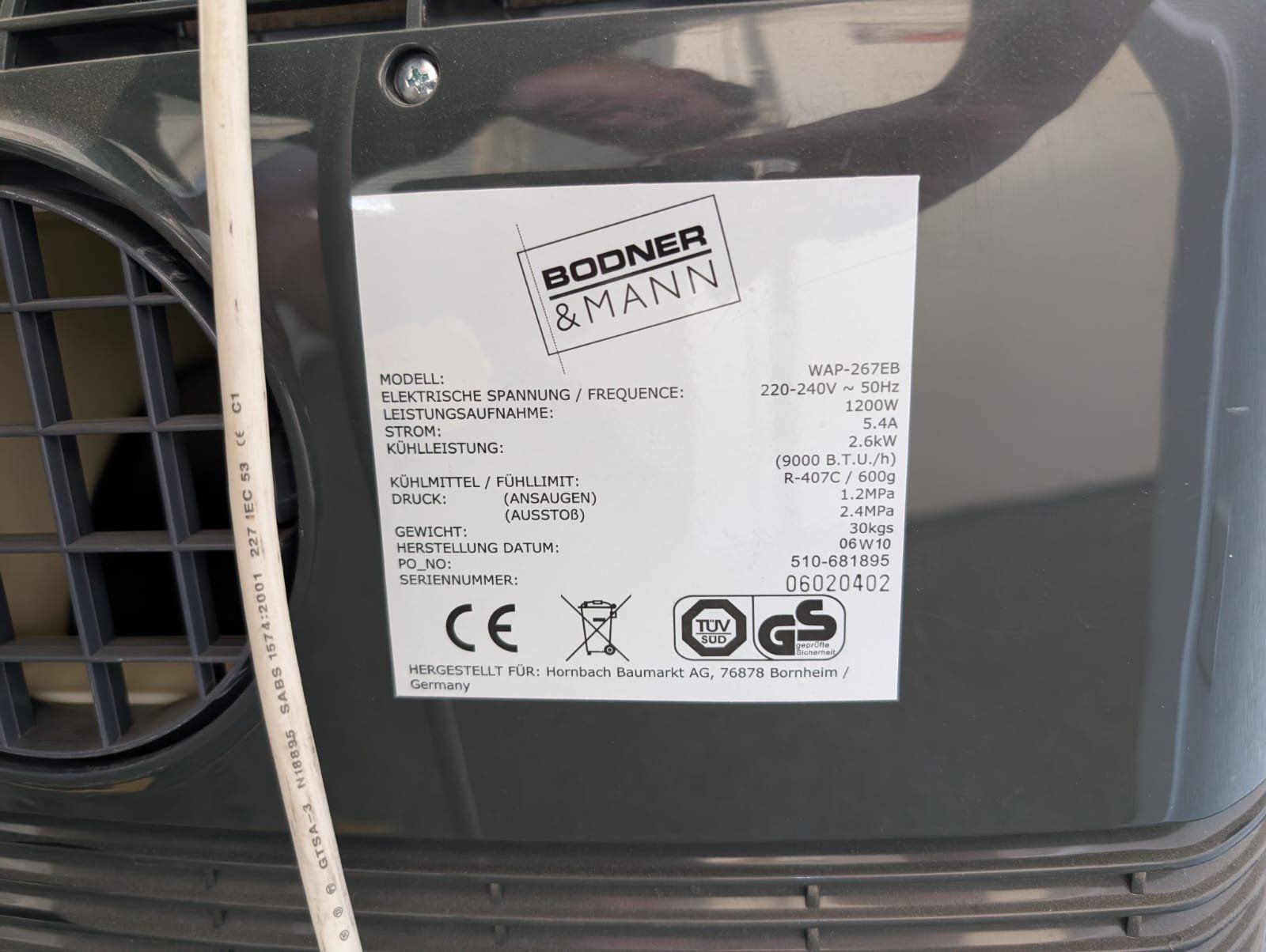 Klimageräte: Klimaanlage Bodner & Mann WAP-267EB – Gebraucht aus Brugg AG von kreisstrom 3