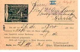 PK, Reklame Chr, Tischhauser Buchs 1912 nach Zürich