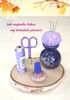 Näh-Set, Schere, Faden, Nadelkissen-auf-Vase, Fingerhut