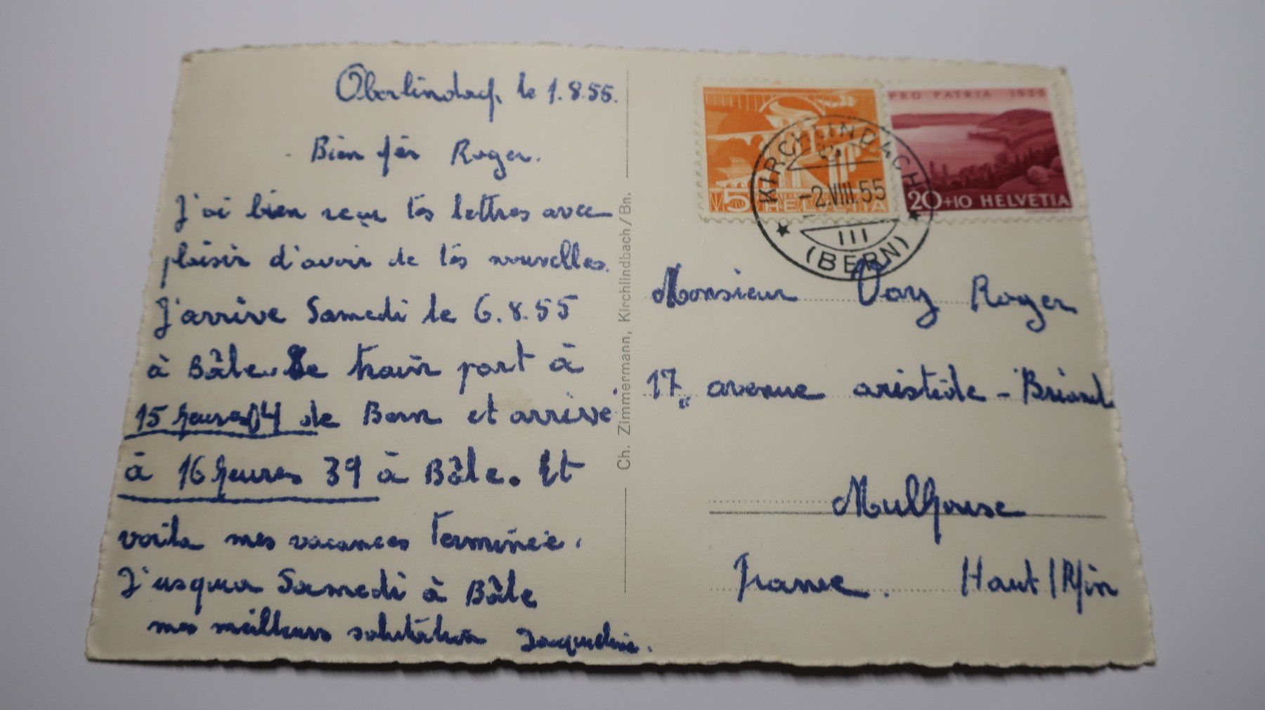 Cartoline postali: Oberlindach und die alpen 1955 – Usato da Cormoret venduto da Pascalll2001 4