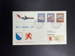 Swissair Erstflugbrief Zürich - Brüssel 1966