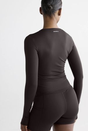 Adanola Langarmshirt braun Groesse S
