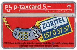 ZÜRITEL rot - sehr seltene Firmen Taxcard