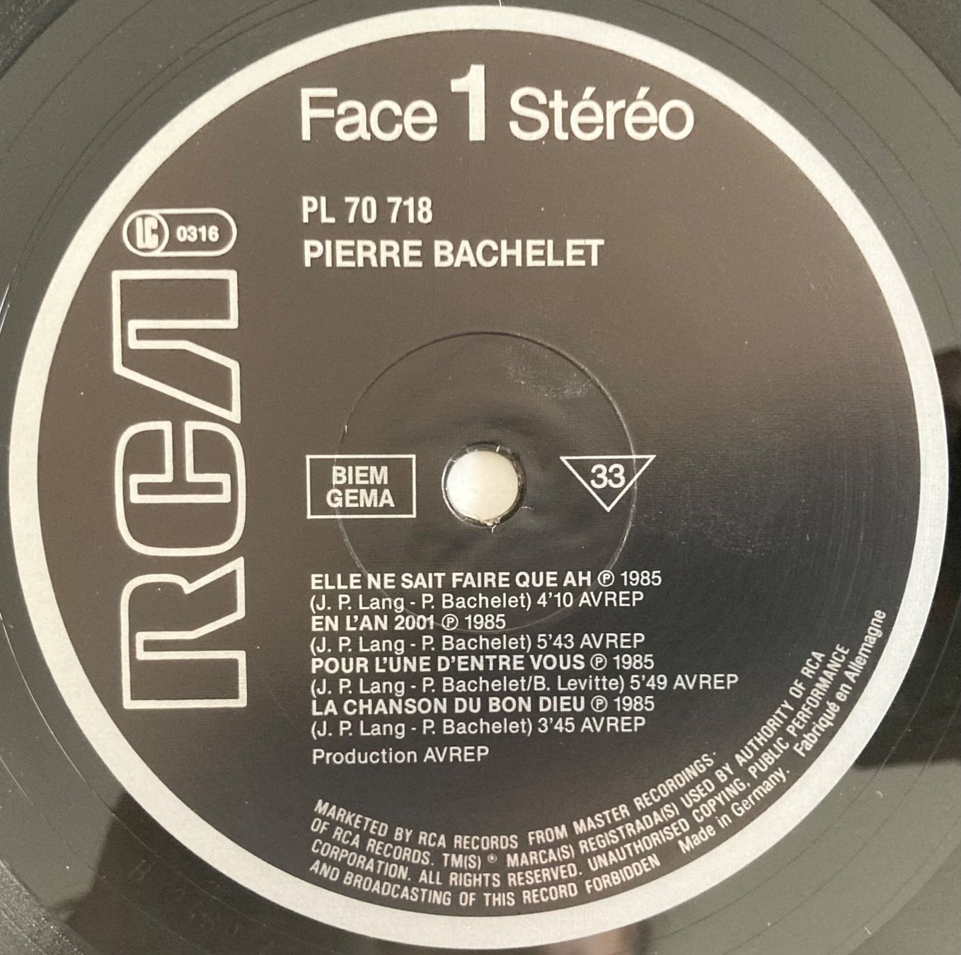 Vinyles: PIERRE BACHELET - PIERRE BACHELET – D'occasion à Poliez-Pittet par Newtown-Records 3