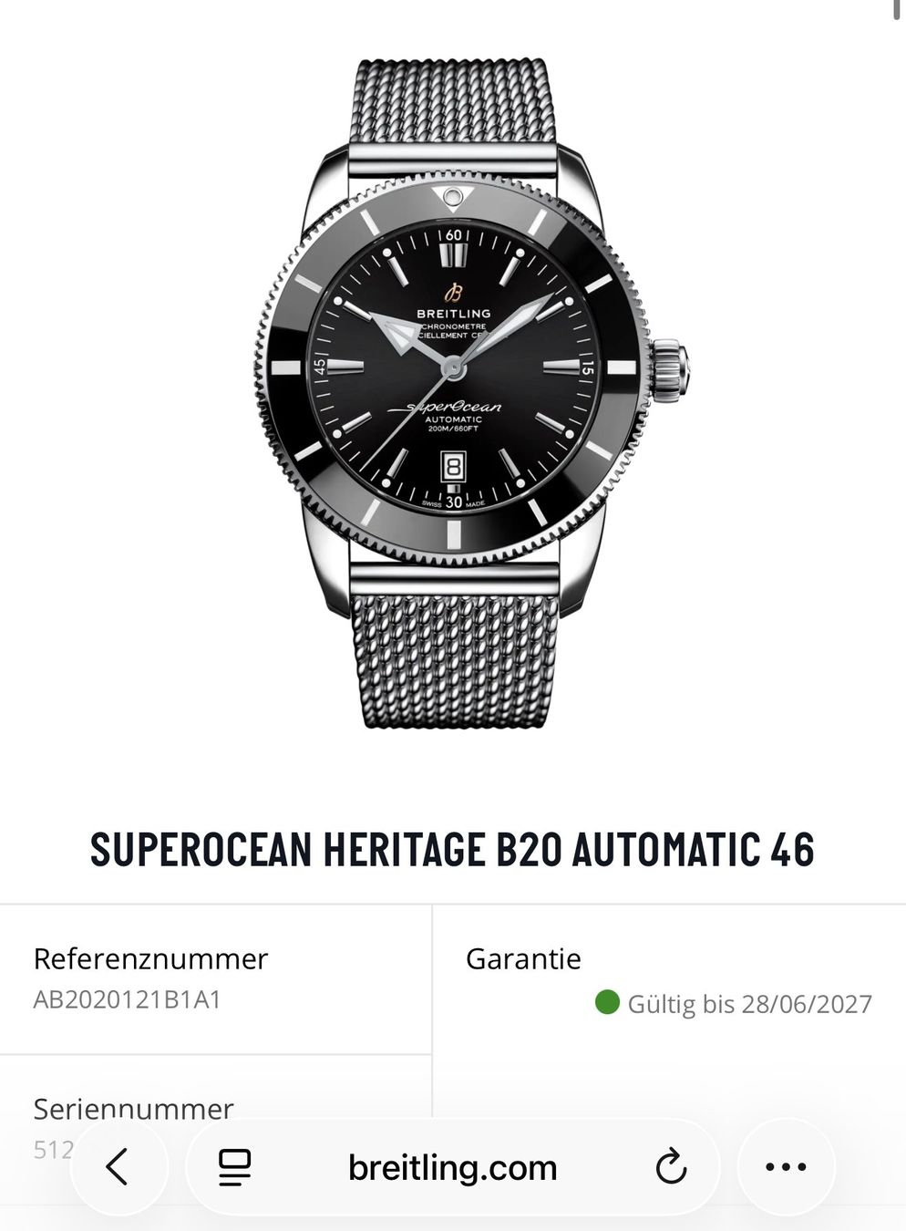 Breitling Uhren: Breitling SuperOcean Heritage B20 Automatic 4 mit Garantie – Gebraucht aus Uttigen von AEMMER-UTTIGEN 9