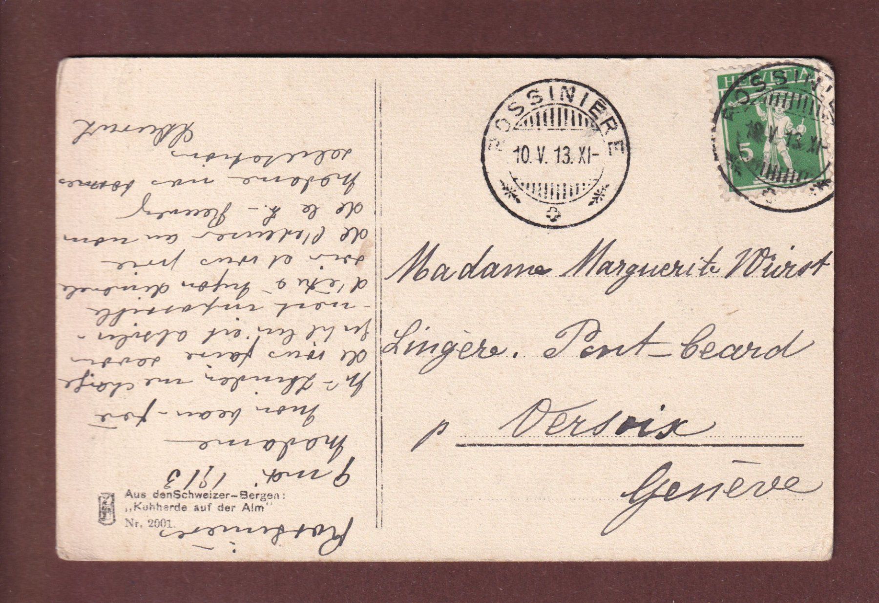 Cartoline postali: KUHHERDE auf der Alm - 1913 – Usato da Pully venduto da nicecards-shop 1
