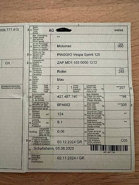 Scooter: neuwertige Vespa 125 Sprint  – Usato da Lenzburg venduto da Manabo 4