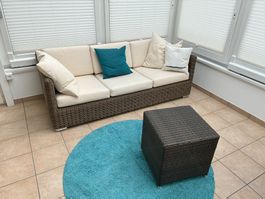 Gartenmöbel Set Polyrattan mit Sofa, Tisch und 2 Sessel