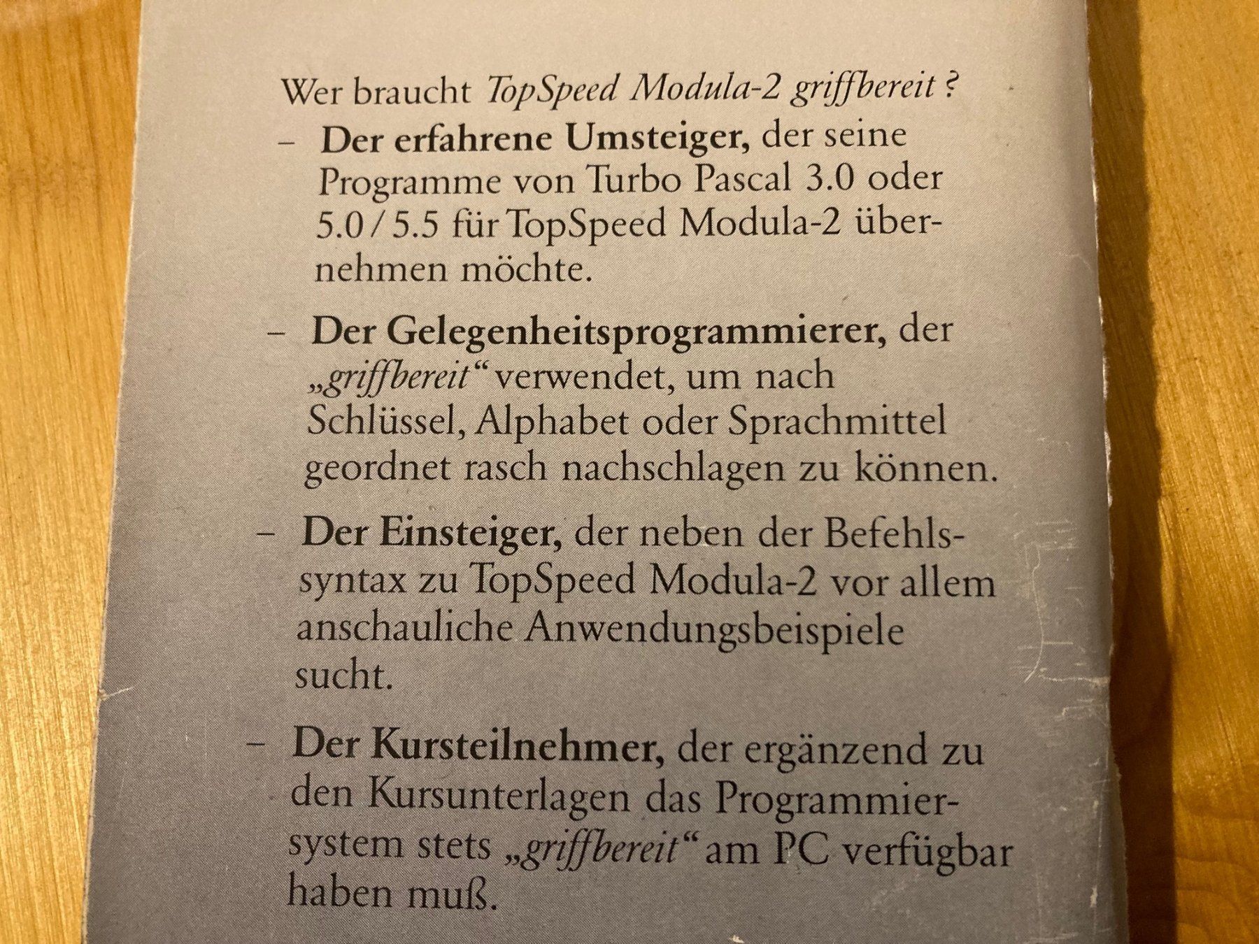 Livres: TopSpeed Modula 2 | Programmier-Handbuch – D'occasion à Staufen par kugellagerverkauf 1