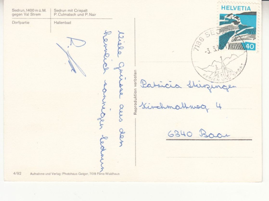 Cartes postales: Sedrun 1976 – D'occasion à Bürglen TG par StampGraf 1