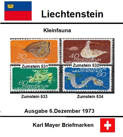 Tutti i francobolli: Kleinfauna                          Ausgabe Liechtenstein – Usato da Castiel venduto da mc2017