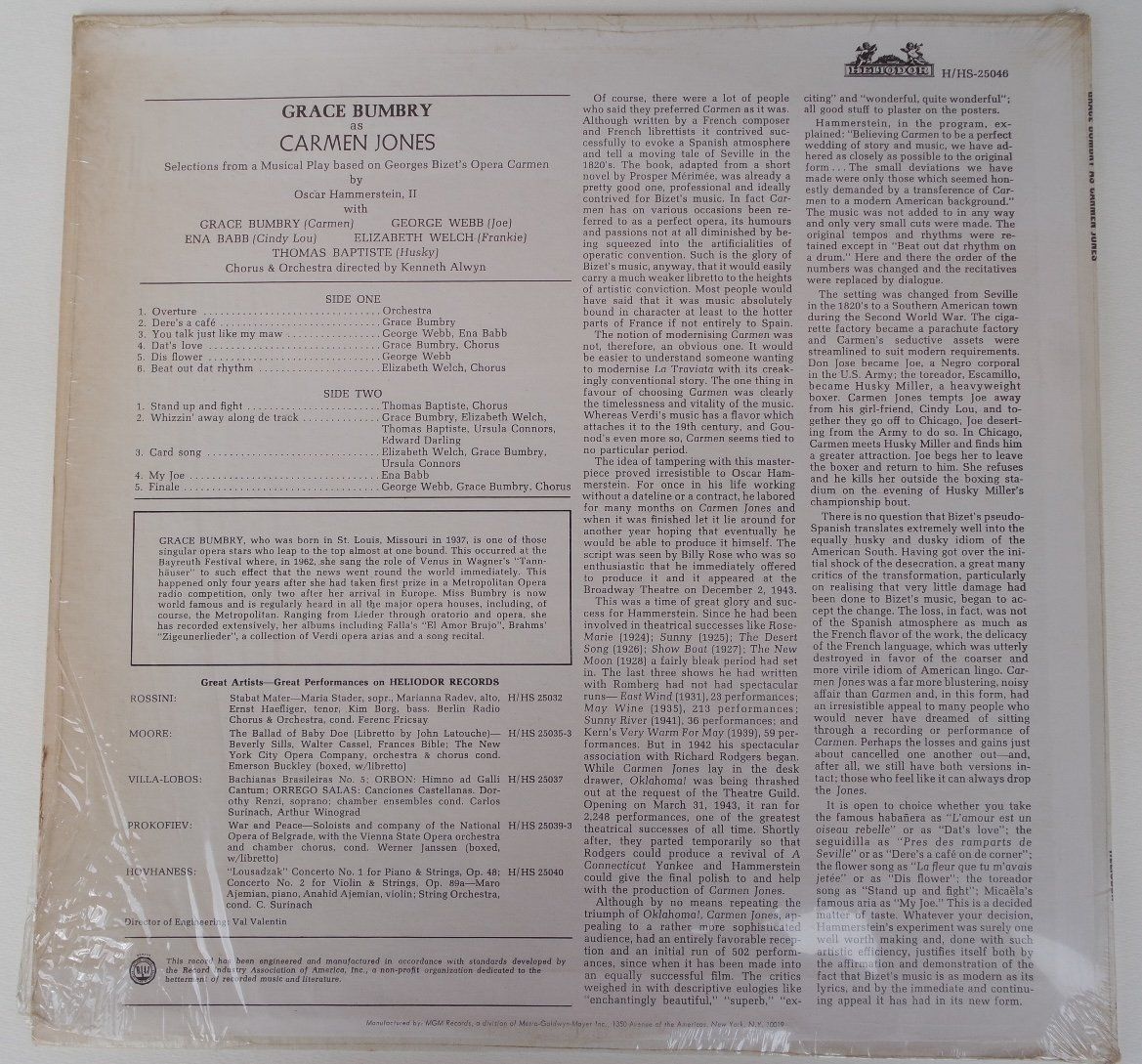 Dischi in vinile: Grace Bumbry  Carmen Jones    RARE – Usato da Castelrotto venduto da sepiadesign 1