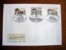 Georges Simenon FDC Weihnachtskarte 1994