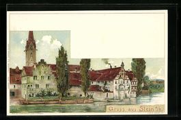 Stein a. R., Gebäudepartie mit Turm am 