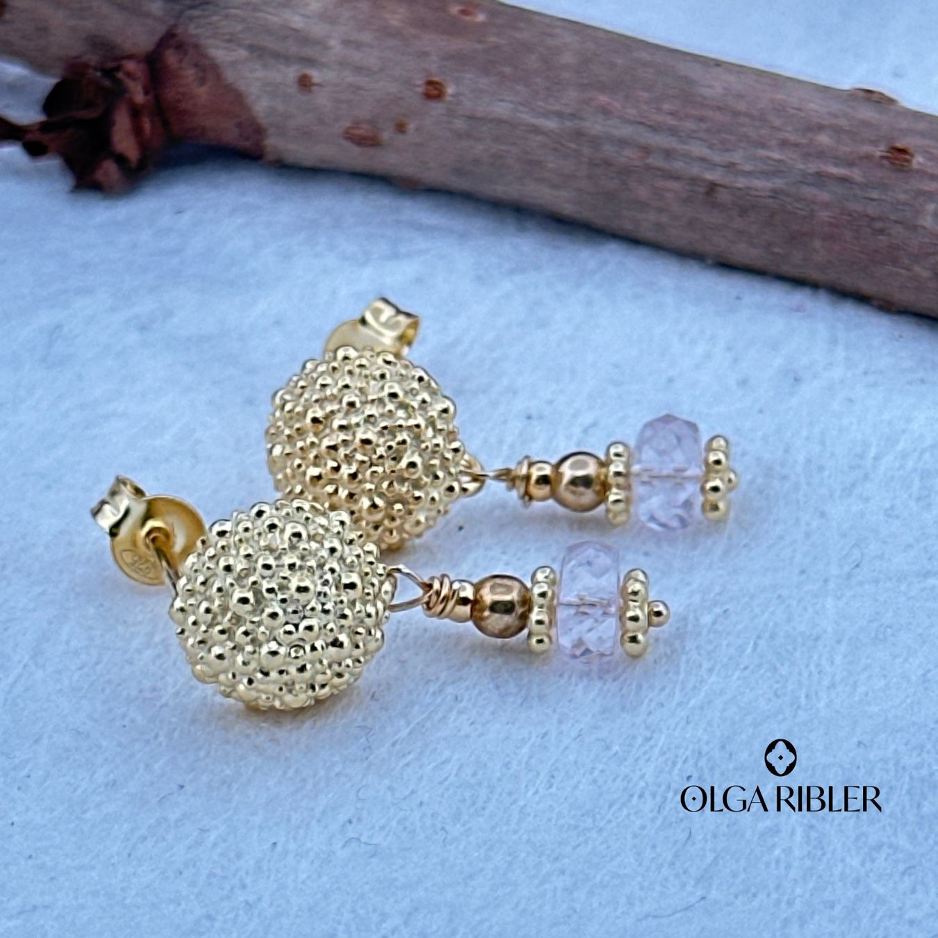 Olga Ribler Orecchini pendenti & Orecchini a lobo: Sterling Silber 925 Ohrstecker mit Morganite – Nuovo (secondo la descrizione) da Luzern venduto da Schmuckoutlet 1