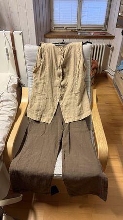 Damen Leinen Weste /Gilet beige Grösse M