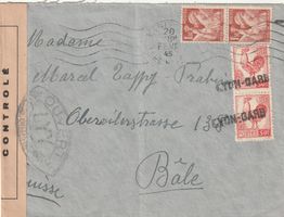 Frankreich Brief mit Zensur 1945