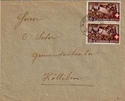 1939 Bundesfeiermarke B2 Paar auf Brief