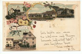 LITHO Gruss aus HAUSEN a./A. - Handlung - Seidenfabrik - Bad