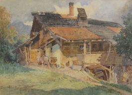 BRÜCH Oskar (1869-1943) - Im Tessin 1919 - Antikes Aquarell