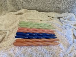 Kerzen in rosa, mint, blau & orange (29cm)