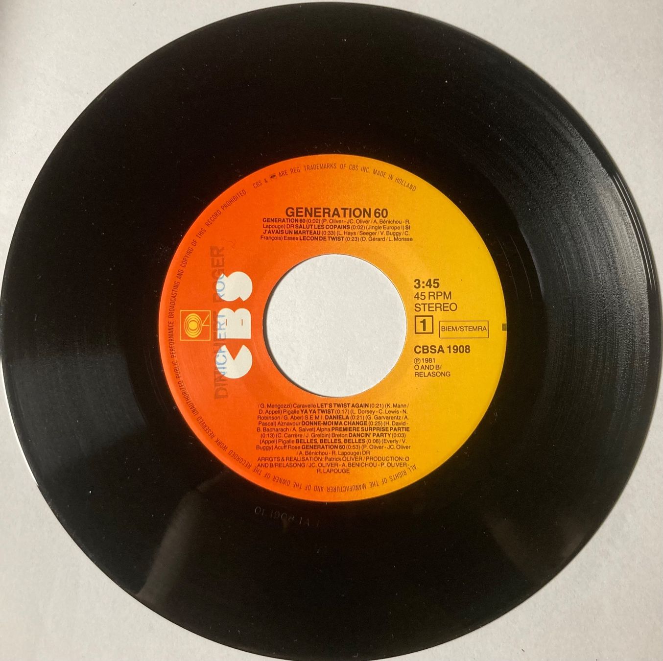 Dischi in vinile: GENERATION 60 - INTERPRETE LES HITS DES ANNEES 60 – Usato da Poliez-Pittet venduto da Newtown-Records 2