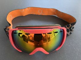 Skibrille für Jugendliche, Rand rot/schwarz