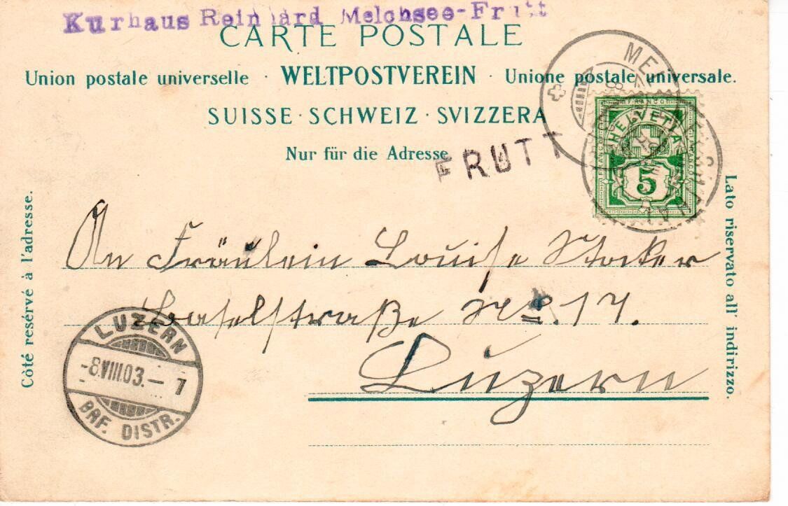 Cartoline postali: Melchsee Frutt 1903 – Usato da Wolhusen venduto da Curver9 1