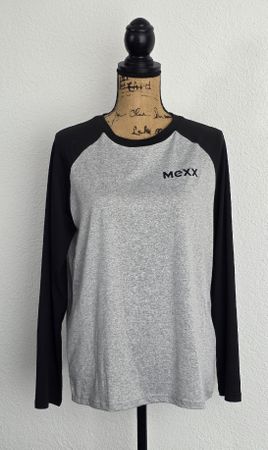  Langarmshirt Baseball-Style Grau-Schwarz Gr. M/L
