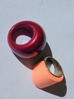 2 Ringe Set, schöne, große Augenfänger in rosarot und orange