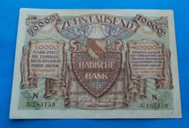 Deutschland: Badische Bank Mannheim 10.000 Mark 1923, VZ.