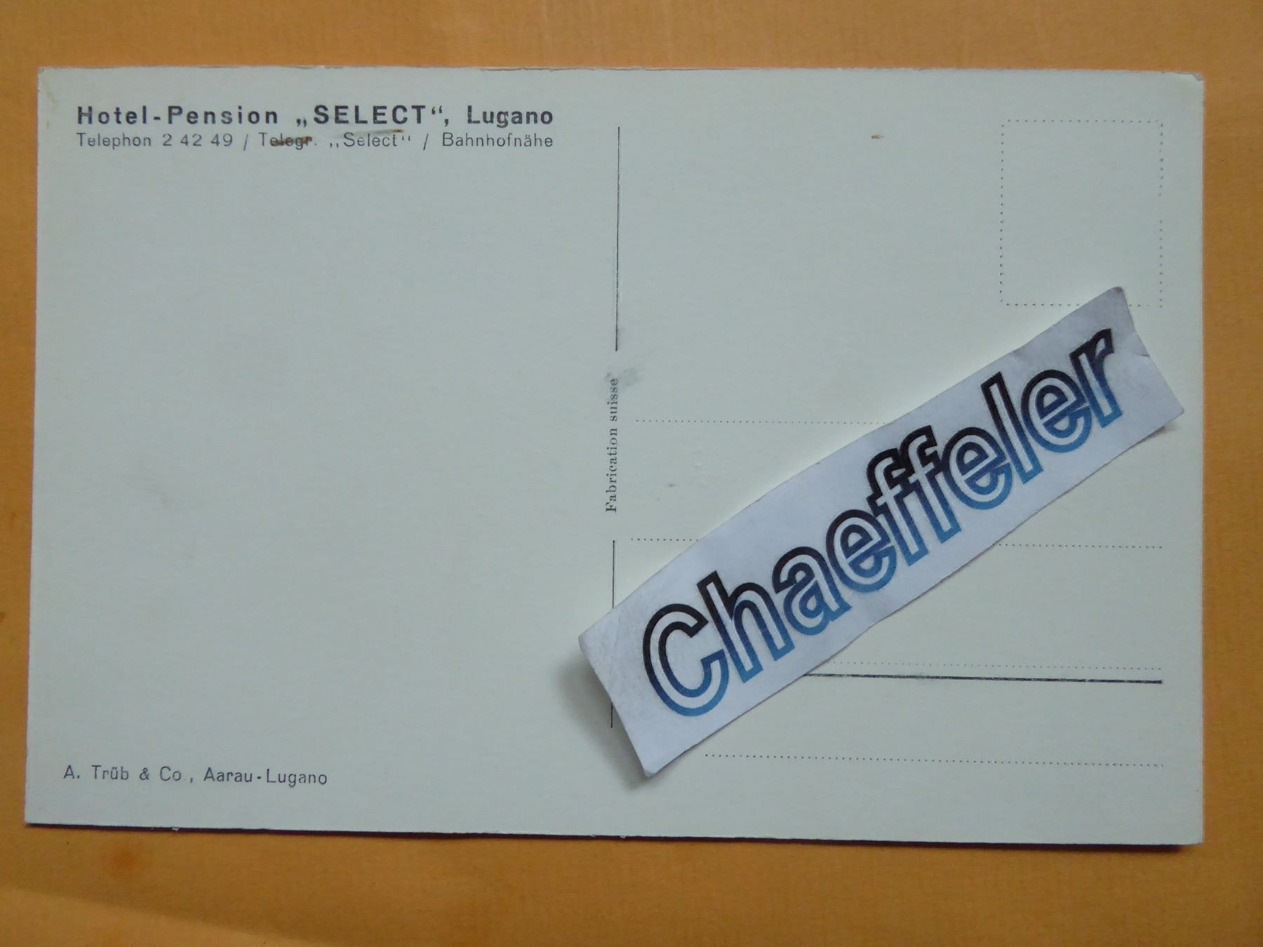 Cartoline postali: Lugano-Pension "Selecta" Lugano – Nuovo (secondo la descrizione) da Zürich venduto da Chaeffeler 1