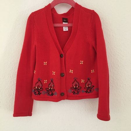 Cardigan rouge brodé pour fille 104