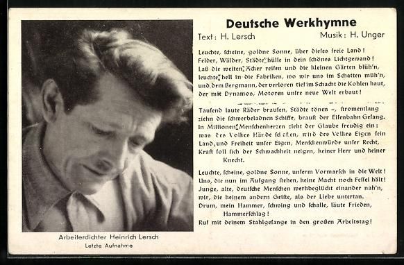 Ansichtskarten: Arbeiterdichter Heirich Lersch, Deutsche – Gebraucht aus Berlin von bartko-reher