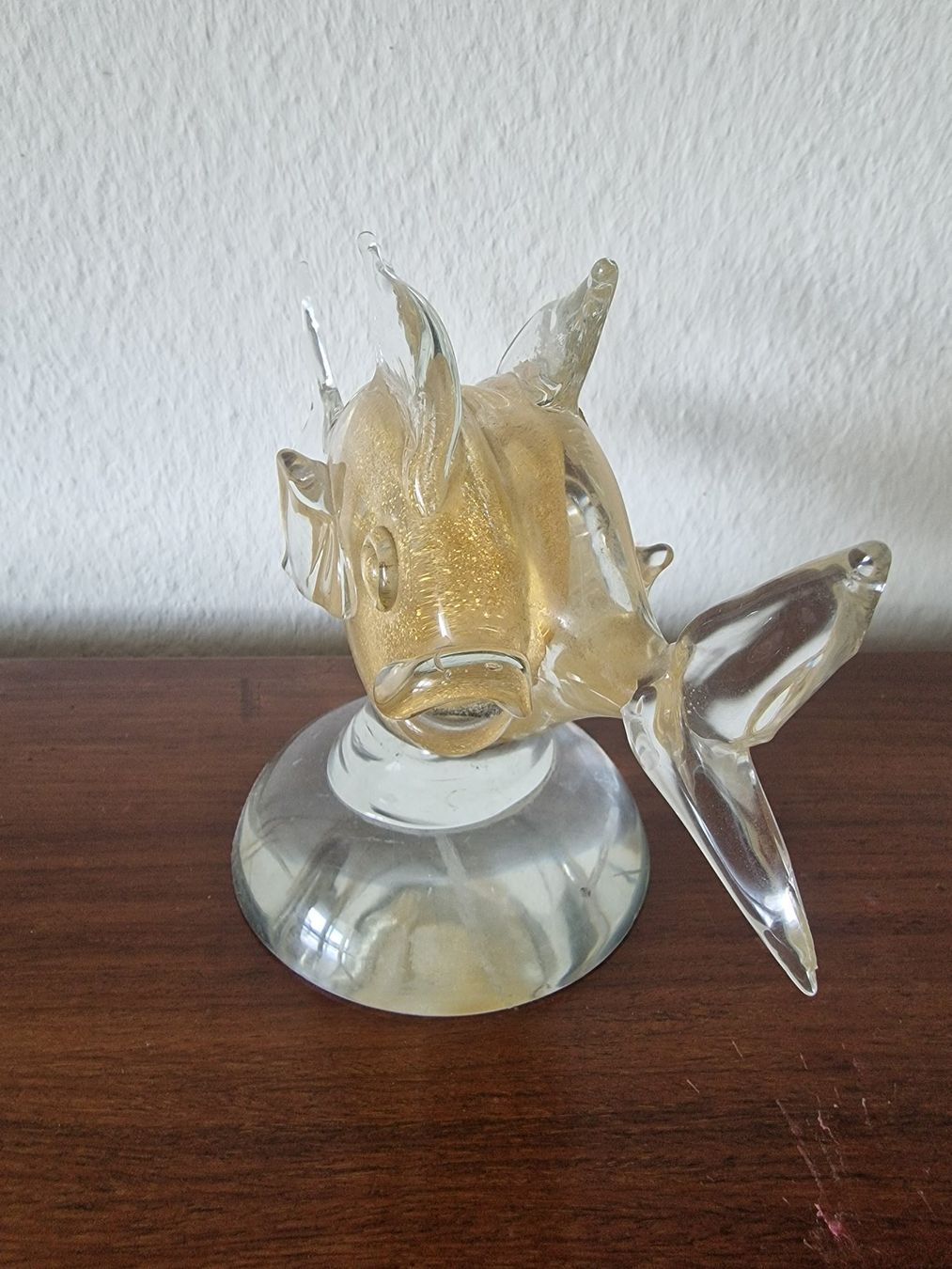 Murano Statuette: Murano Glasfische mit Goldflocken – Usato da steinhausen venduto da eiche09 1