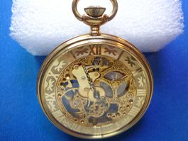 Taschenuhr, Skelettuhr, mechanisch mit Kette