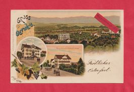 Gruss aus Oetwil (ZH) 3-Bild Farb-Litho 1900