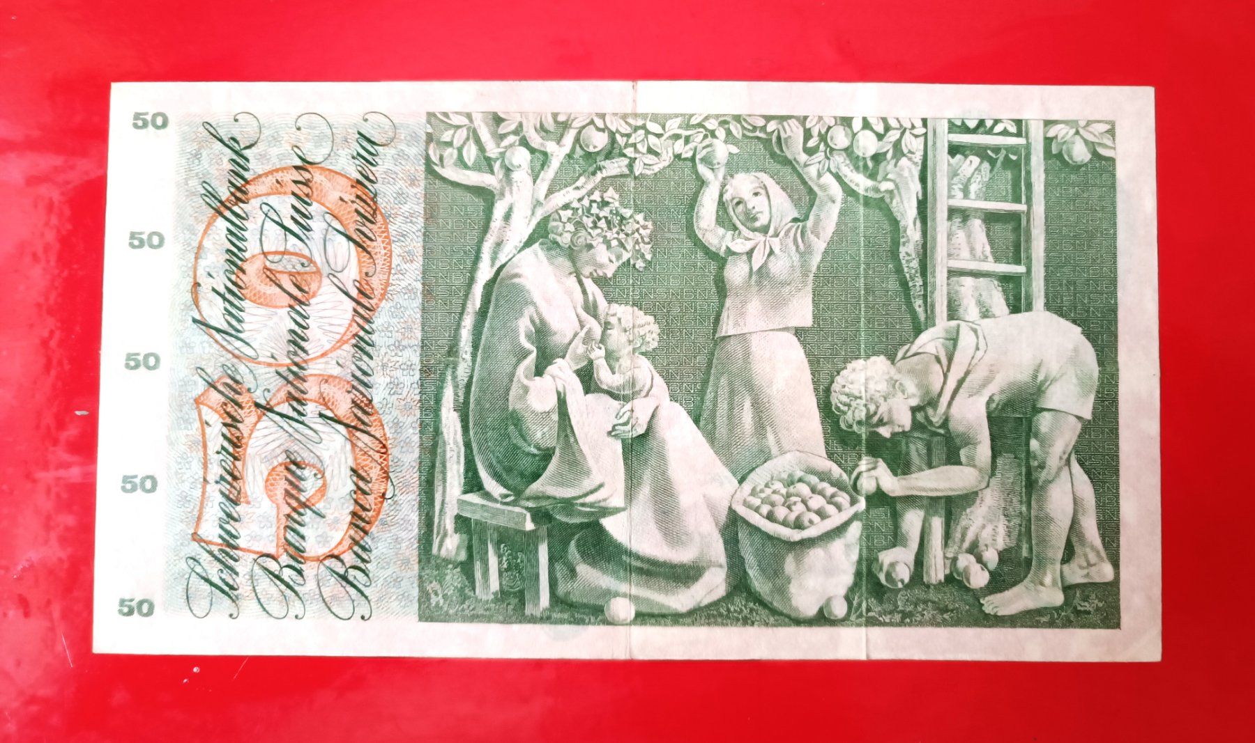 Banconote: Alte Schweizer NOTE 50 FR Typ Apfelernte 30 Juni 1967 Bern – Usato da Glis venduto da MYS-Wallis2020 1