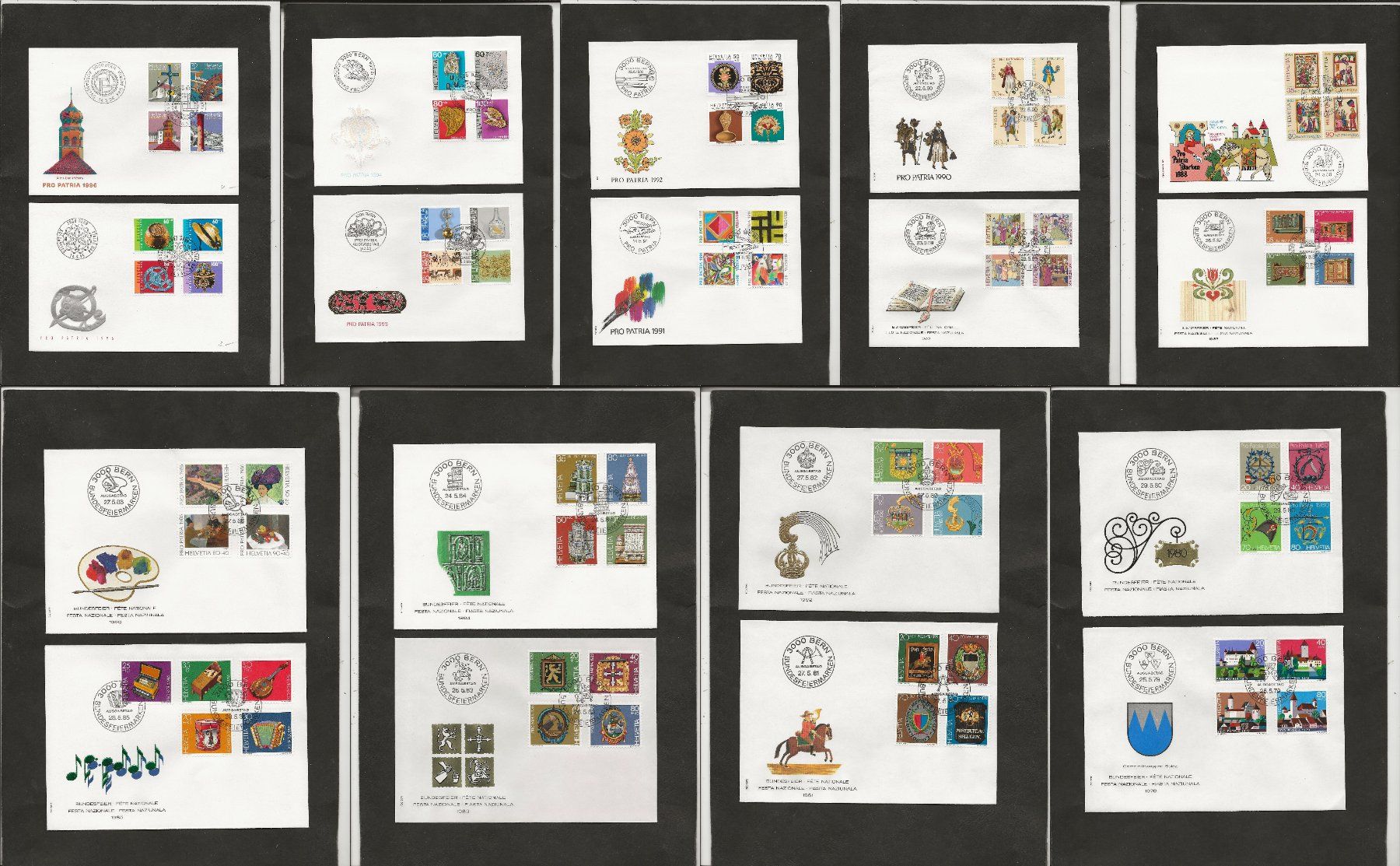 Tutti i francobolli: Schweiz Pro Patria FDC 1979 bis 1996 – Usato da Au ZH venduto da xelagreb01