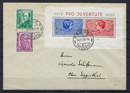 1937 Brief  Pro Juventute Block gestempelt     15463