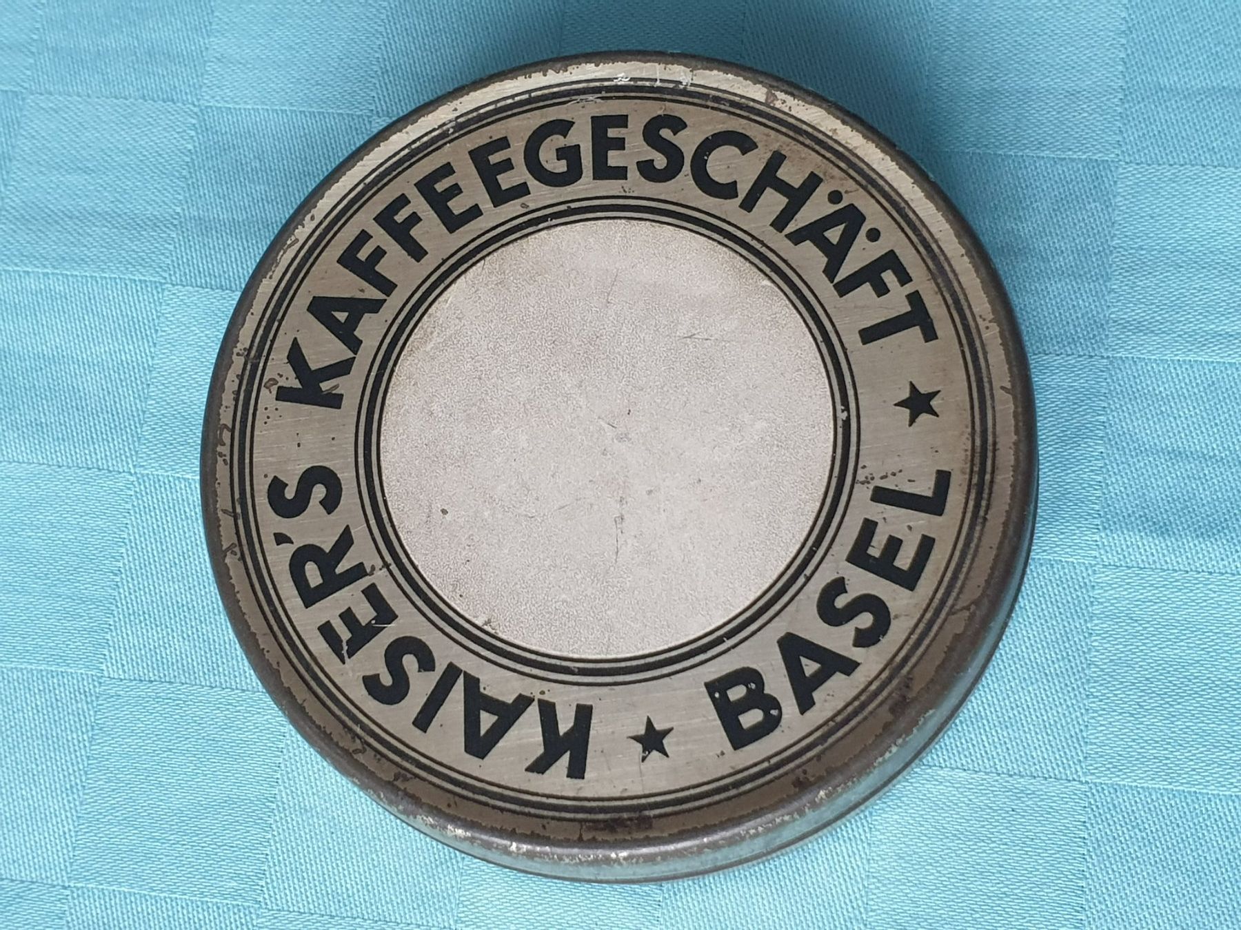 Barattoli: Vintage Blechdose Dose KAFFEEGESCHÄFT BASEL – Usato da Mörschwil venduto da spirspi