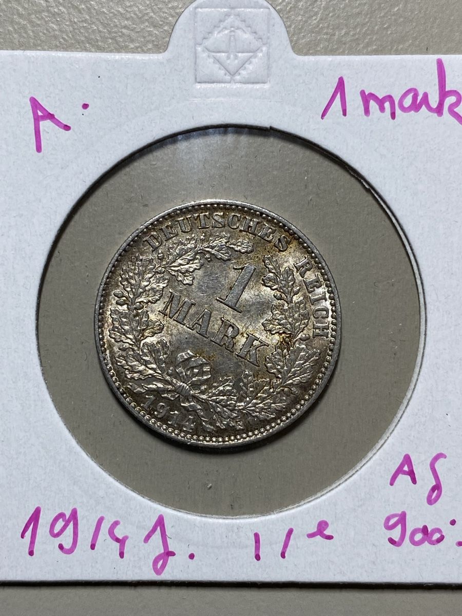 Tutti le monete: Allemagne - 1 Mark - 1914 J - AG  – Usato da Payerne venduto da Mike1682