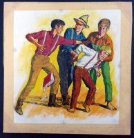 TOM SAWYER ORIGINAL ART WATERCOLOR GOLDEN AGE ILLUSTRATION