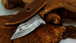 GEPRÜFT B Damast Messer Damascus Knife inkl. Lederscheide
