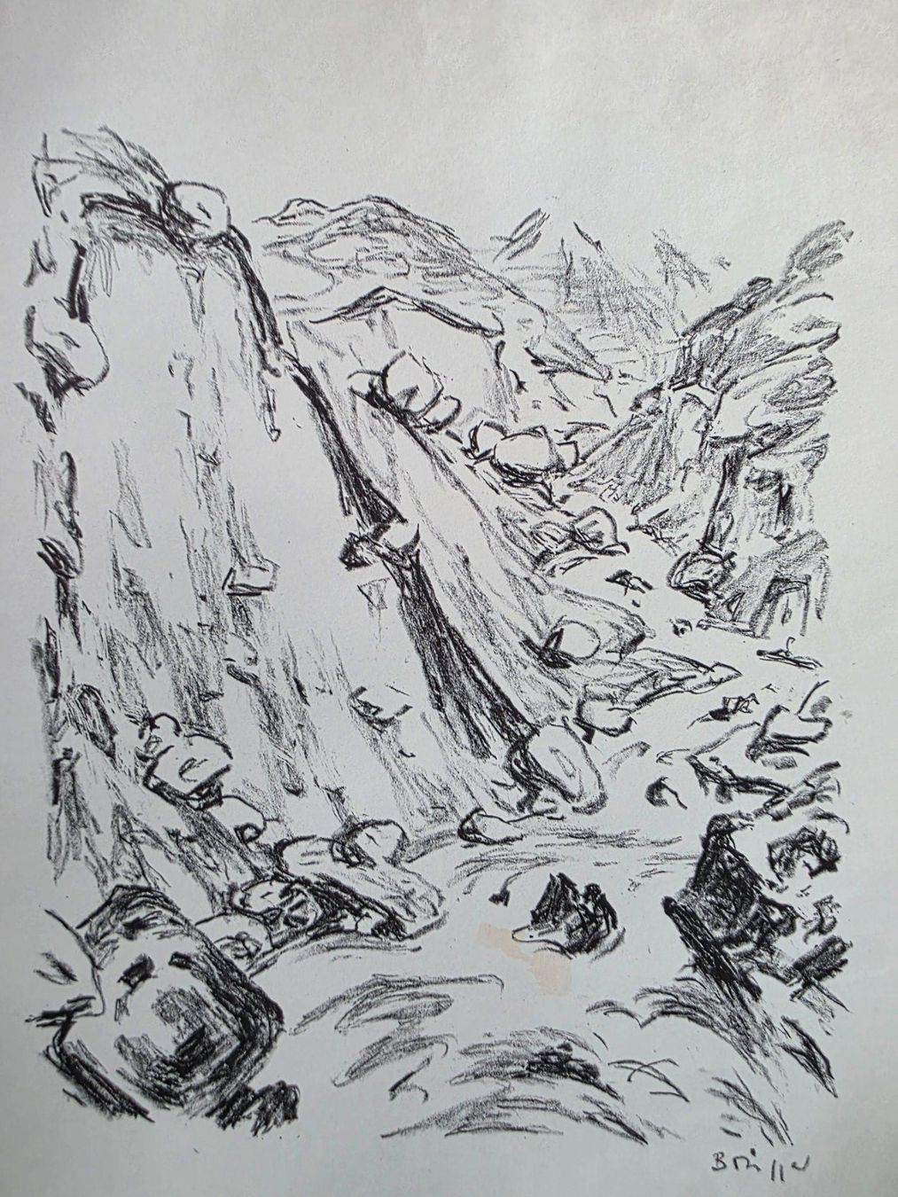 Grafica & Litografie: Fluss Bild Blatt Lithografie - Brügger - Wildbach – Usato da Walterswil BE venduto da Lonitti 1