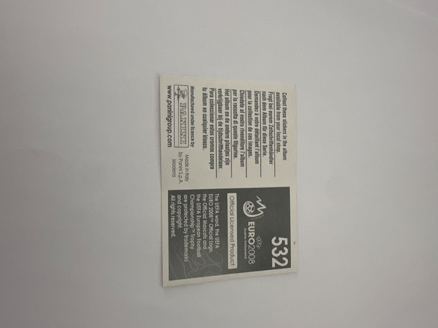 Panini Sammelbilder & Trading cards: Panini UEFA EM 2008 Sticker - Nr. 532 – Gebraucht aus Sulz AG von DealWerk 1