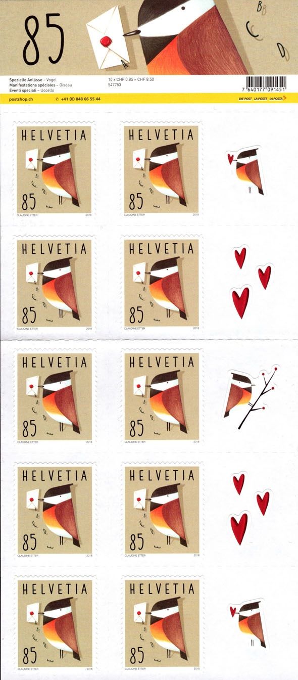 Tous les timbres: Bogen Spezielle Anlässe - Vogel mit Brief** – Neuf (Voir description) à Dottikon par haeusibuh5