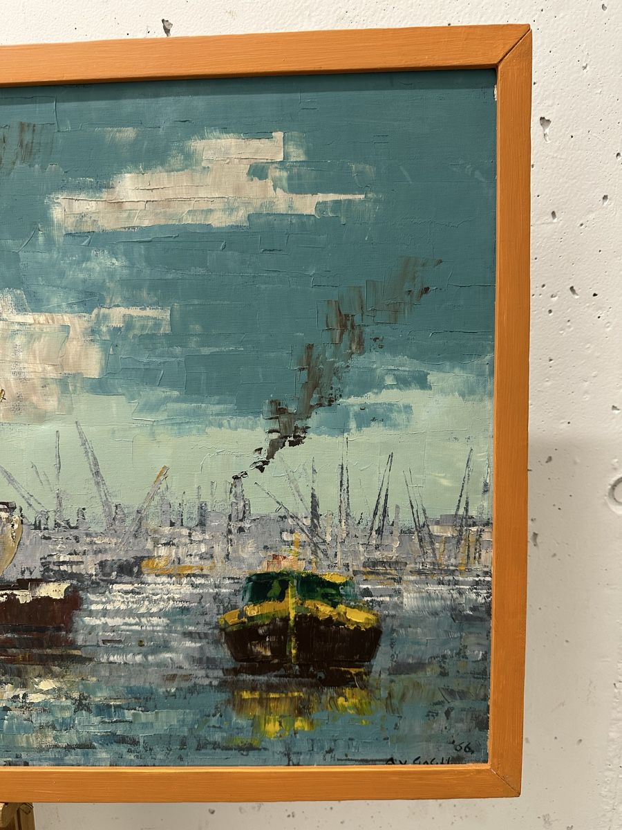 Dipinti: Gemälde A. V. Gogh Hafen Maritim Schiffe – Usato da Ebikon venduto da Gaenggeliwaar 4