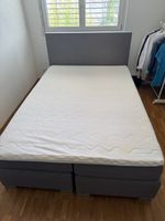 Boxspringbett 140x200cm, Grau, Inkl. Matratze & Topper